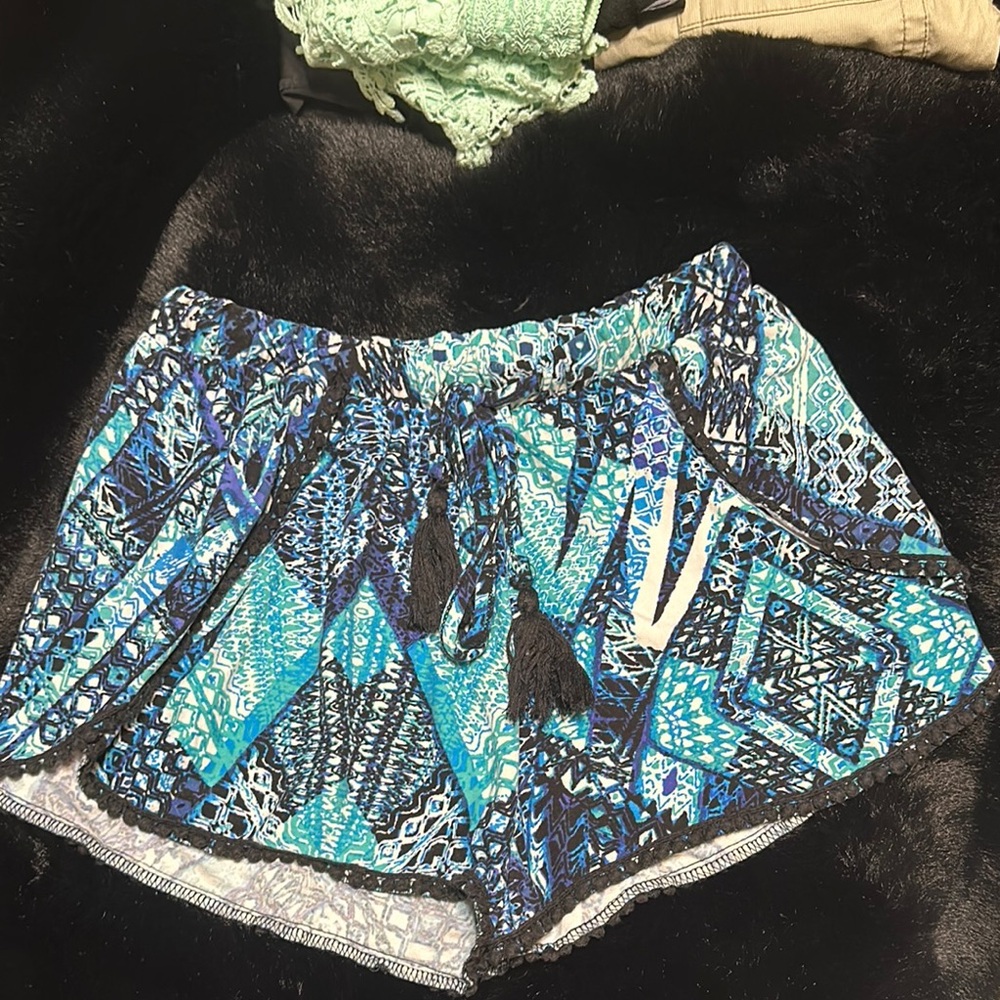 Blue Patterned Women's Shorts